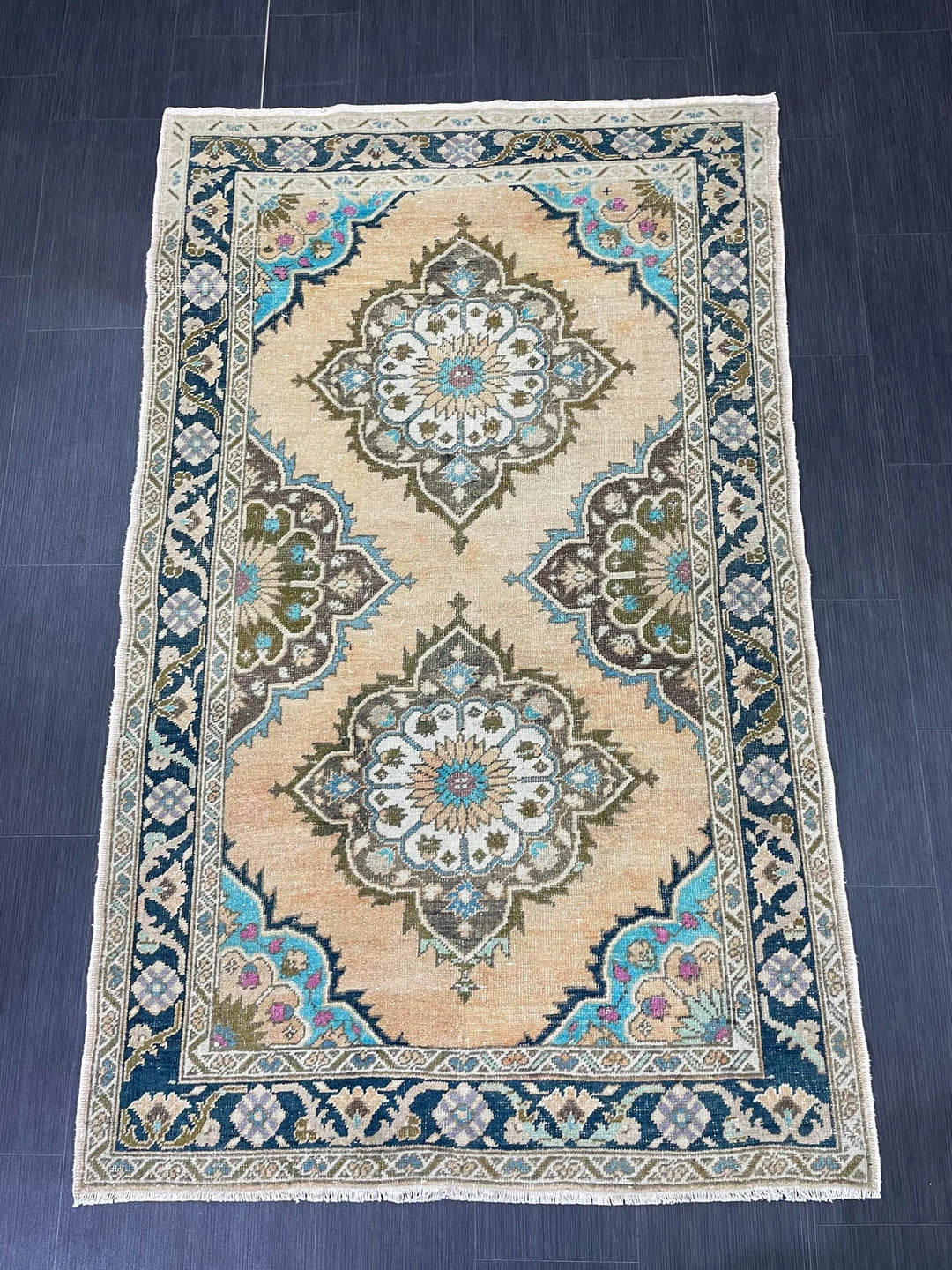 Beige Turkish Runner Rug 4' 2" x 6' 9" Hand-Knotted | No. WR20544