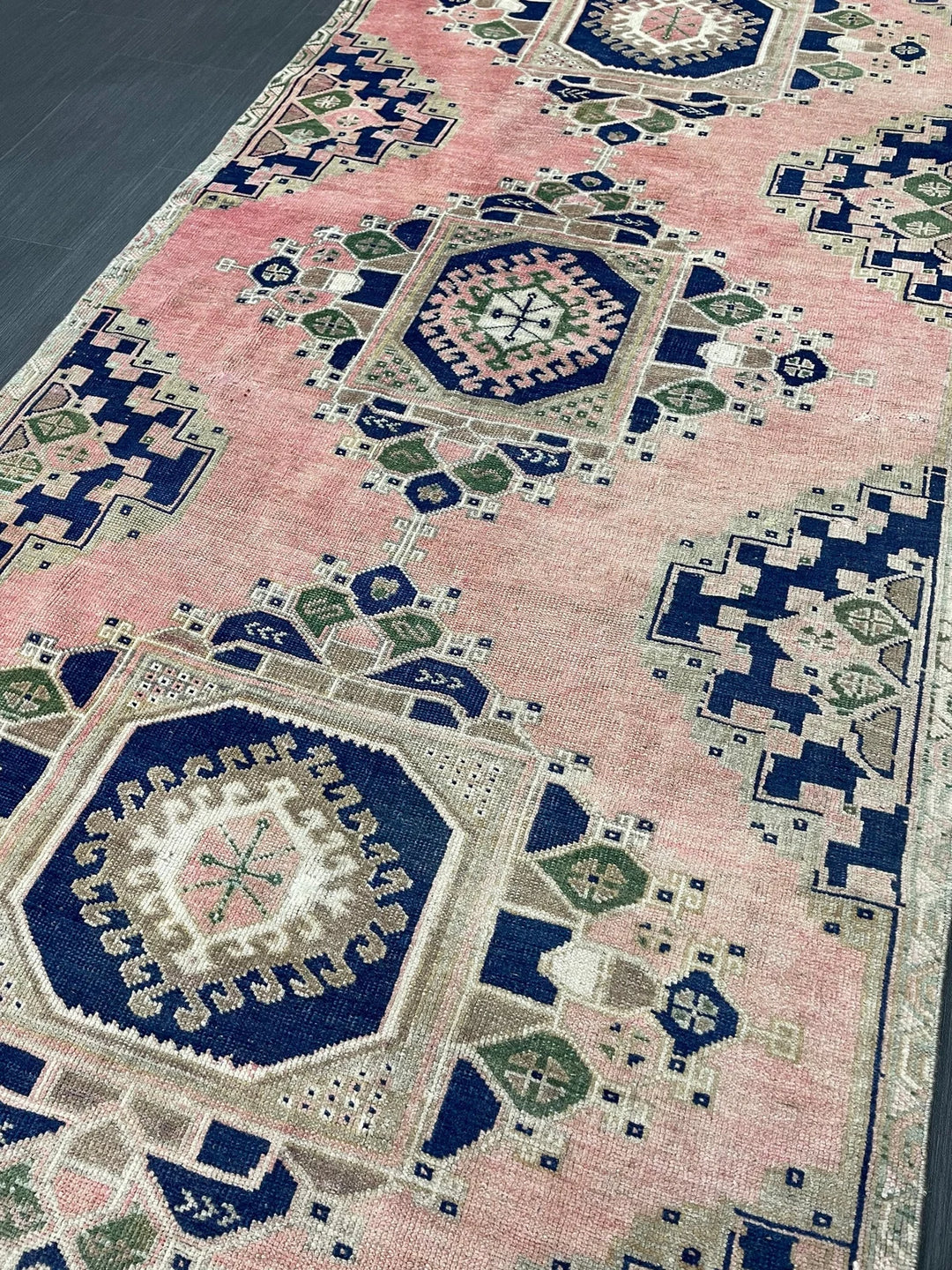 Navy Turkish Runner Rug 3' 8" x 8' 4" Hand-Knotted | No. WR21126