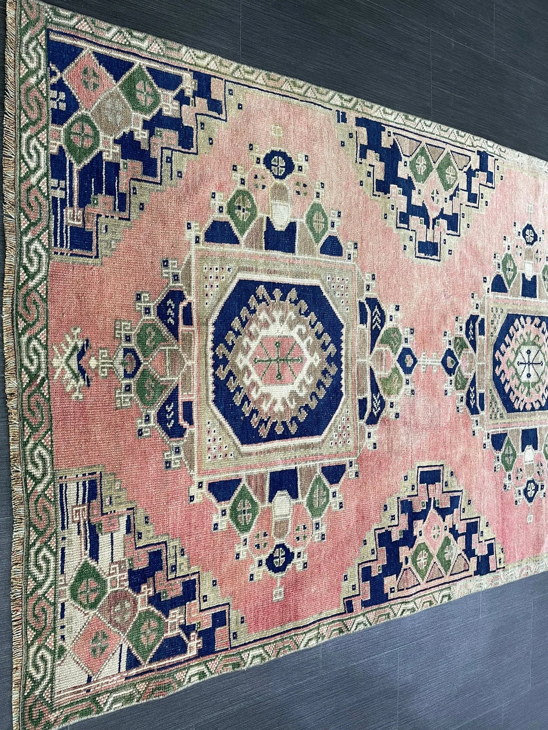 Navy Turkish Runner Rug 3' 8" x 8' 4" Hand-Knotted | No. WR21126
