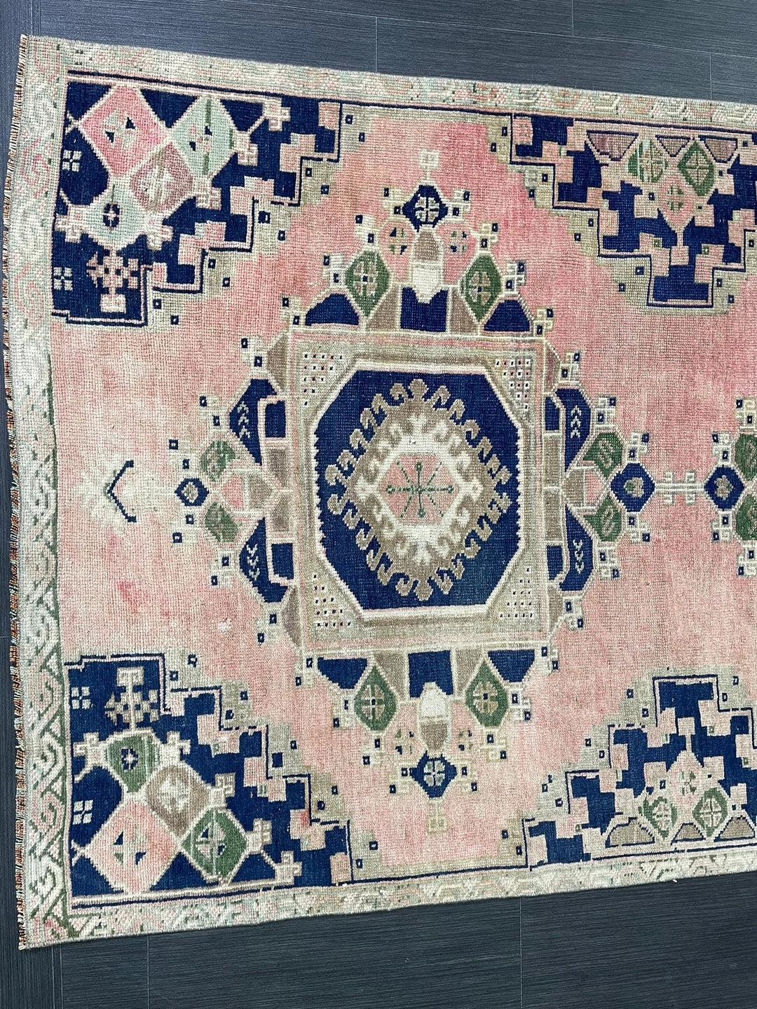 Navy Turkish Runner Rug 3' 8" x 8' 4" Hand-Knotted | No. WR21126