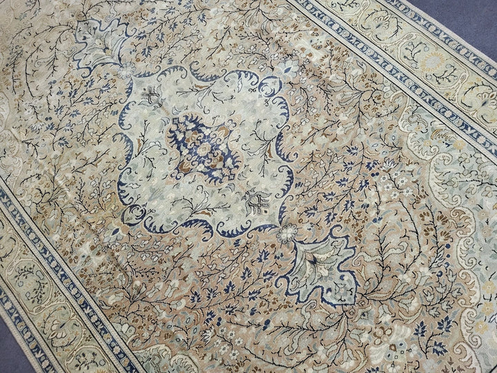 Beige Turkish Runner Rug 6' 3" x 9' 8" Hand-Knotted | No. WR21366