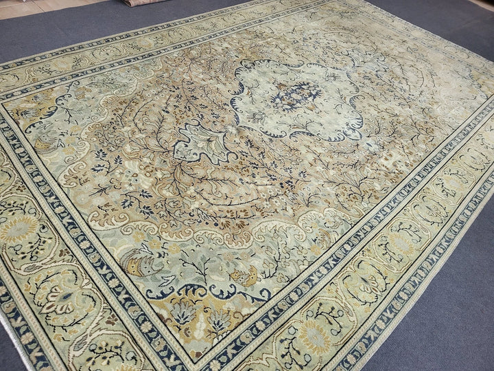 Beige Turkish Runner Rug 6' 3" x 9' 8" Hand-Knotted | No. WR21366
