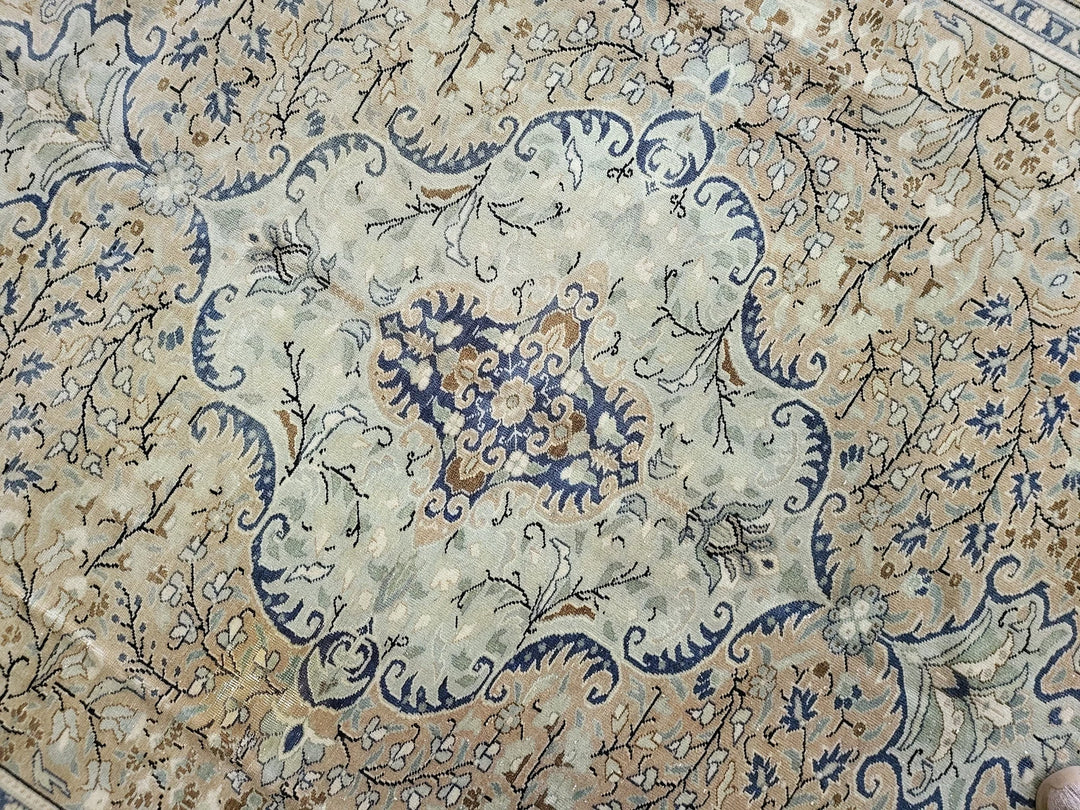 Beige Turkish Runner Rug 6' 3" x 9' 8" Hand-Knotted | No. WR21366