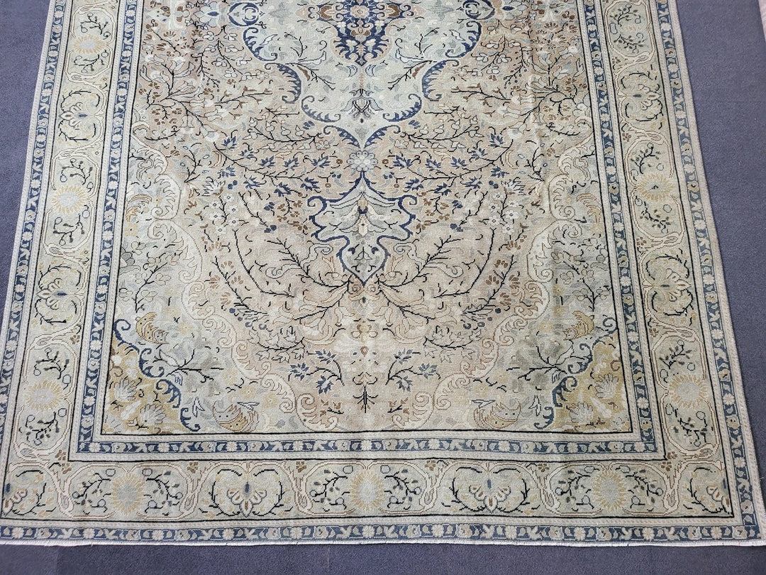 Beige Turkish Runner Rug 6' 3" x 9' 8" Hand-Knotted | No. WR21366