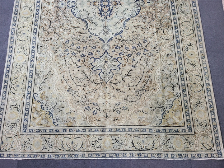 Beige Turkish Runner Rug 6' 3" x 9' 8" Hand-Knotted | No. WR21366