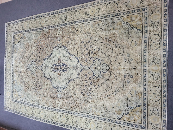 Beige Turkish Runner Rug 6' 3" x 9' 8" Hand-Knotted | No. WR21366