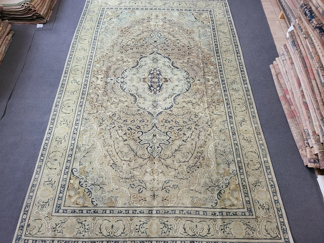 Beige Turkish Runner Rug 6' 3" x 9' 8" Hand-Knotted | No. WR21366