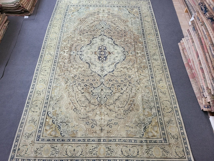 Beige Turkish Runner Rug 6' 3" x 9' 8" Hand-Knotted | No. WR21366
