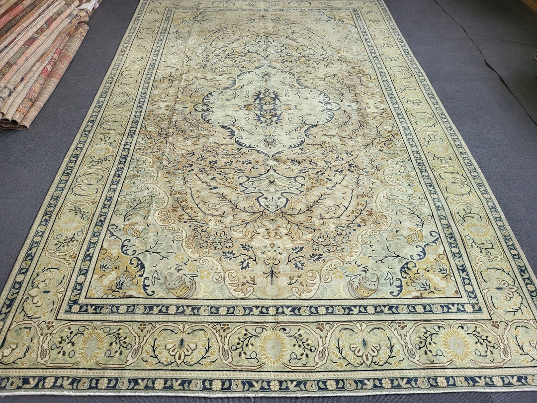 Beige Turkish Runner Rug 6' 3" x 9' 8" Hand-Knotted | No. WR21366
