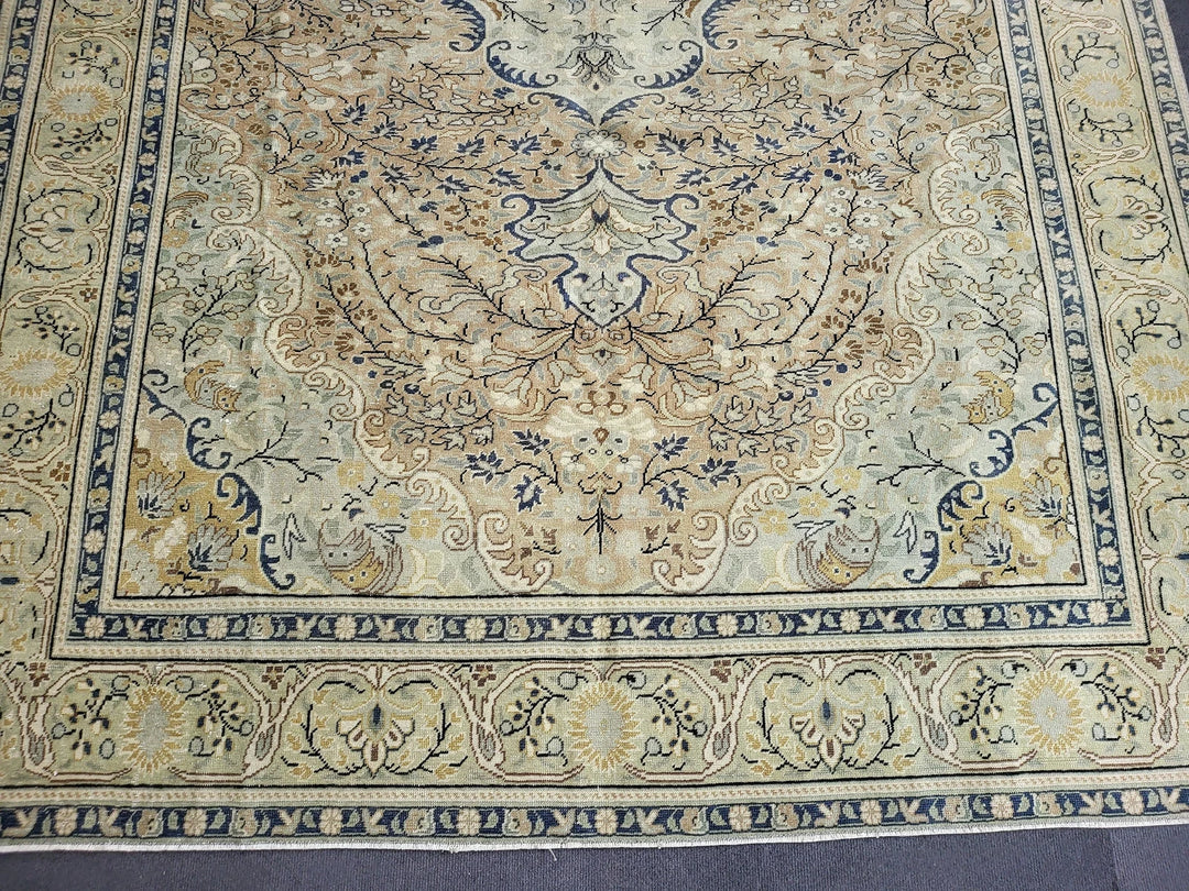 Beige Turkish Runner Rug 6' 3" x 9' 8" Hand-Knotted | No. WR21366