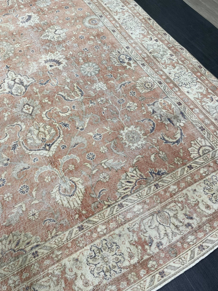 Beige Turkish Runner Rug 7' x 10' 2" Hand-Knotted | No. WR21844