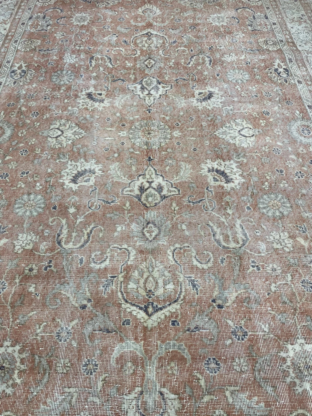 Beige Turkish Runner Rug 7' x 10' 2" Hand-Knotted | No. WR21844