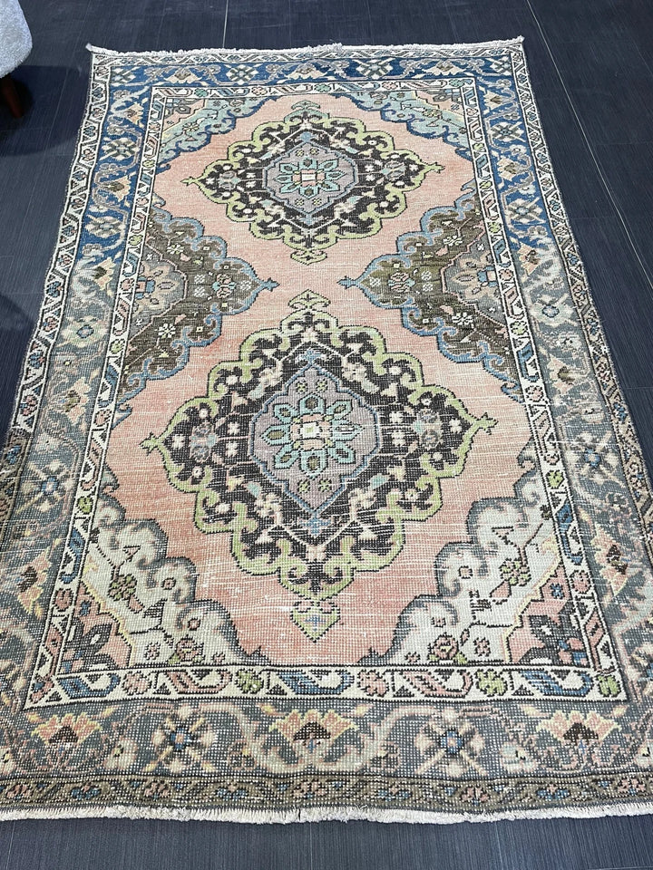 Navy Turkish Runner Rug 4' 1" x 6' 6" Hand-Knotted | No. WR22161