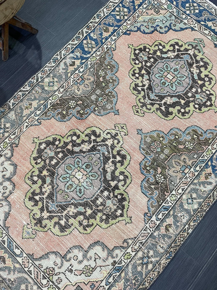Navy Turkish Runner Rug 4' 1" x 6' 6" Hand-Knotted | No. WR22161