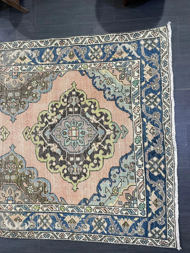 Navy Turkish Runner Rug 4' 1" x 6' 6" Hand-Knotted | No. WR22161