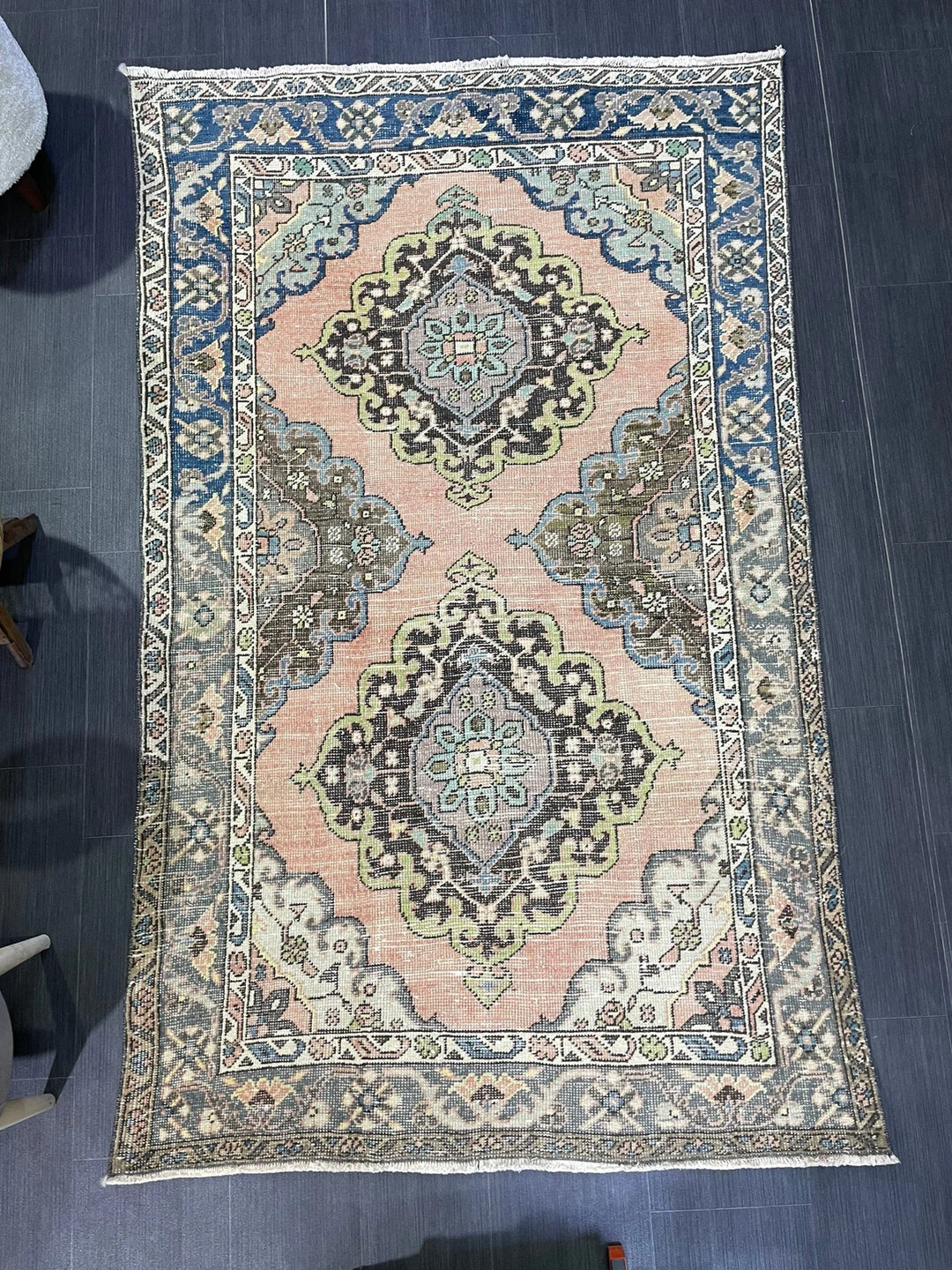 Navy Turkish Runner Rug 4' 1" x 6' 6" Hand-Knotted | No. WR22161