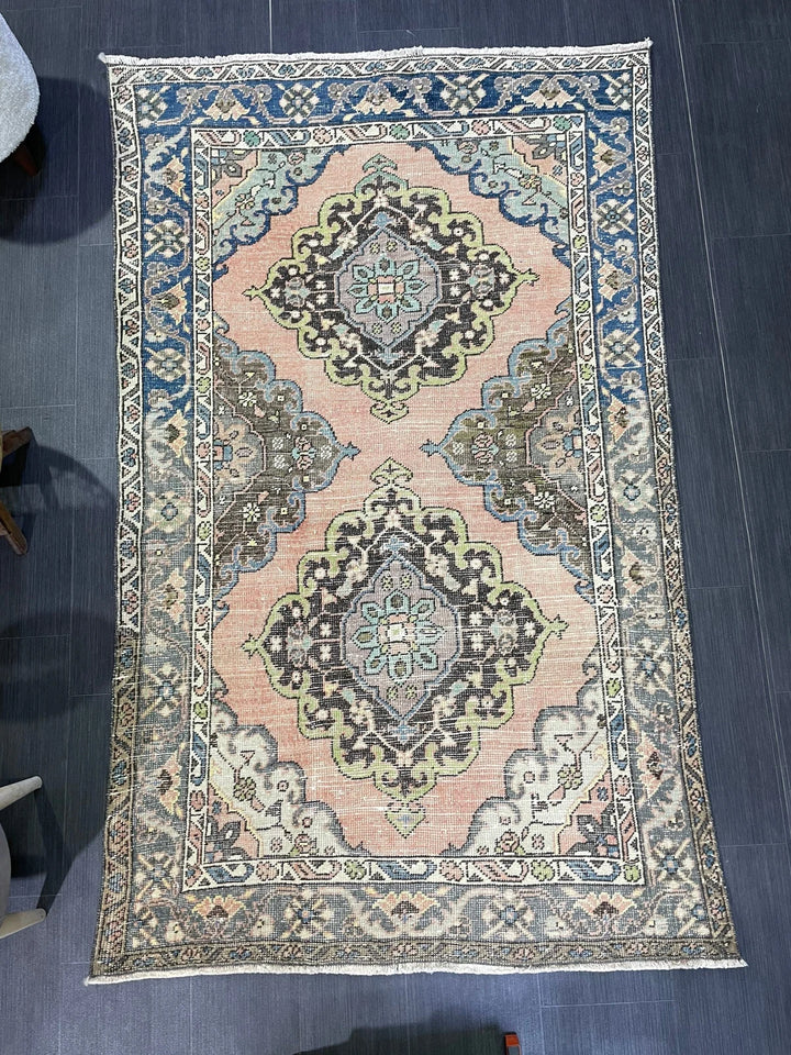 Navy Turkish Runner Rug 4' 1" x 6' 6" Hand-Knotted | No. WR22161