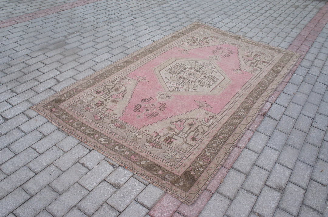 Pink Turkish Runner Rug 4' 4" x 7' 4" Hand-Knotted | No. WR22174