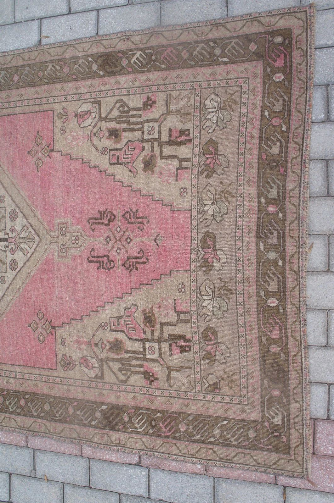 Pink Turkish Runner Rug 4' 4" x 7' 4" Hand-Knotted | No. WR22174