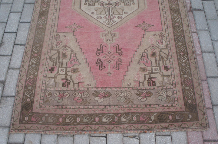 Pink Turkish Runner Rug 4' 4" x 7' 4" Hand-Knotted | No. WR22174