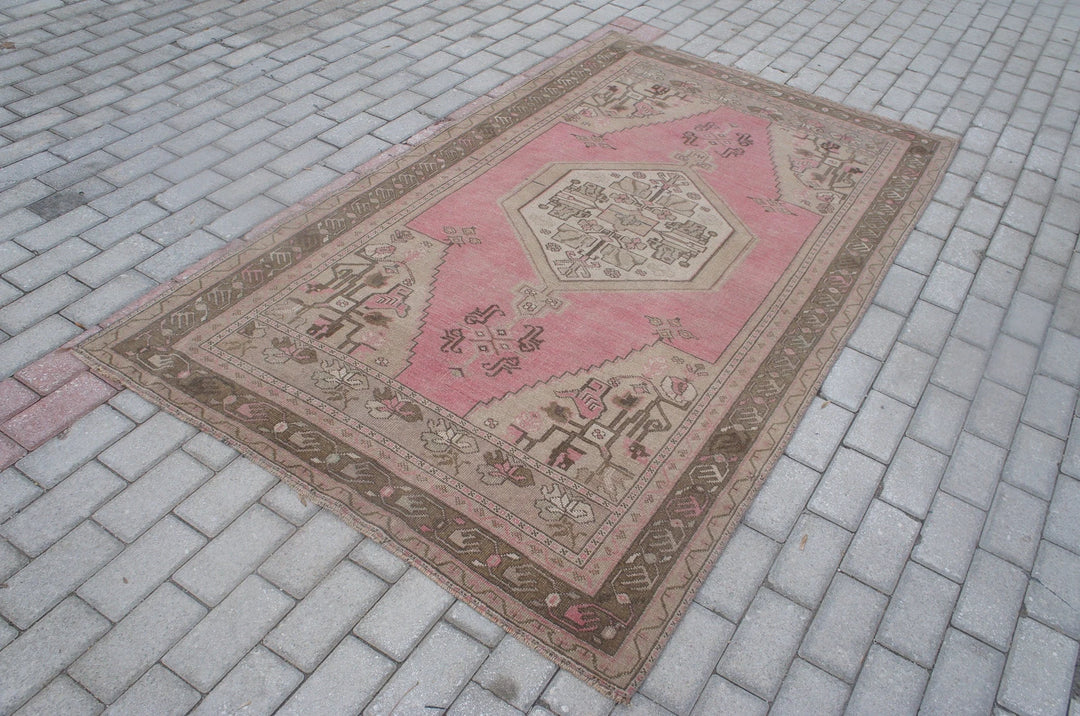 Pink Turkish Runner Rug 4' 4" x 7' 4" Hand-Knotted | No. WR22174