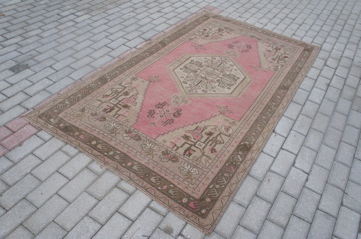 Pink Turkish Runner Rug 4' 4" x 7' 4" Hand-Knotted | No. WR22174