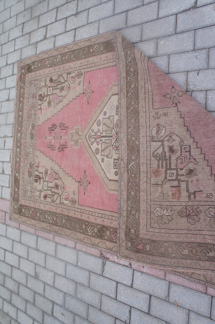 Pink Turkish Runner Rug 4' 4" x 7' 4" Hand-Knotted | No. WR22174