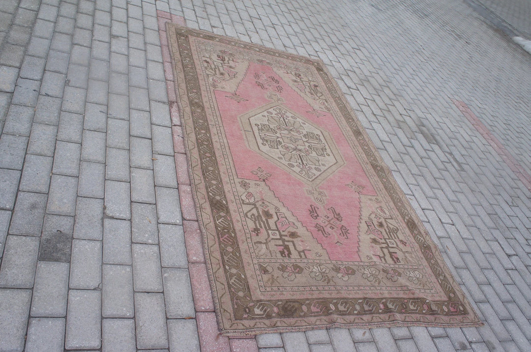 Pink Turkish Runner Rug 4' 4" x 7' 4" Hand-Knotted | No. WR22174