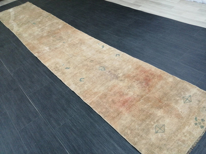 Tan Turkish Runner Rug 2' 4" x 12' 4" Hand-Knotted | No. WR22317