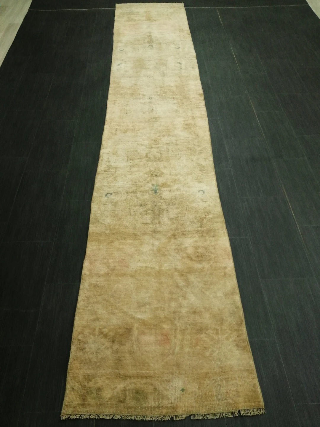 Tan Turkish Runner Rug 2' 4" x 12' 4" Hand-Knotted | No. WR22317