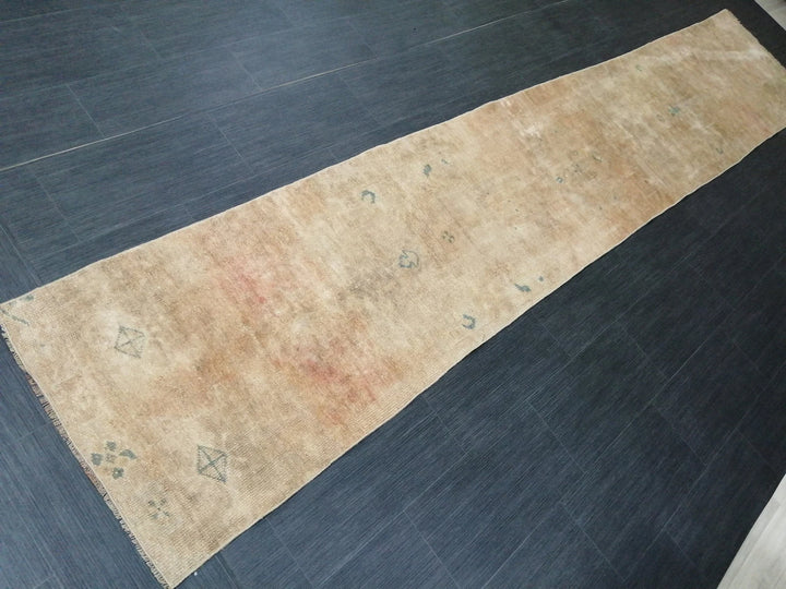 Tan Turkish Runner Rug 2' 4" x 12' 4" Hand-Knotted | No. WR22317