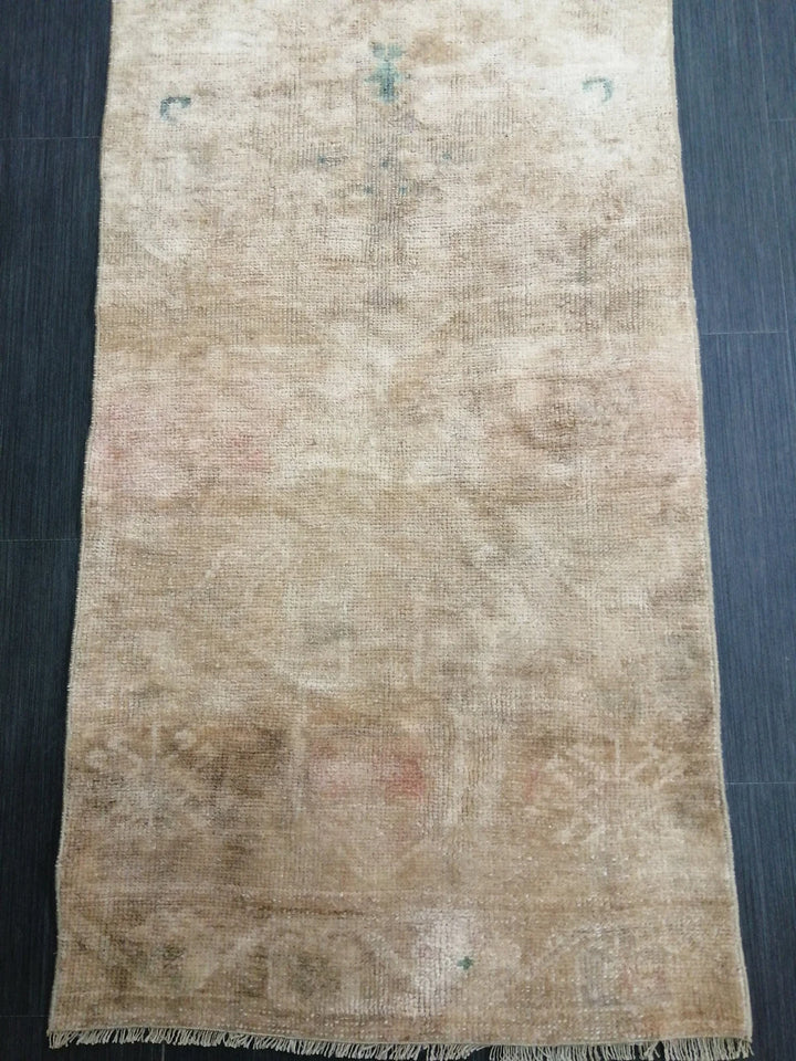 Tan Turkish Runner Rug 2' 4" x 12' 4" Hand-Knotted | No. WR22317