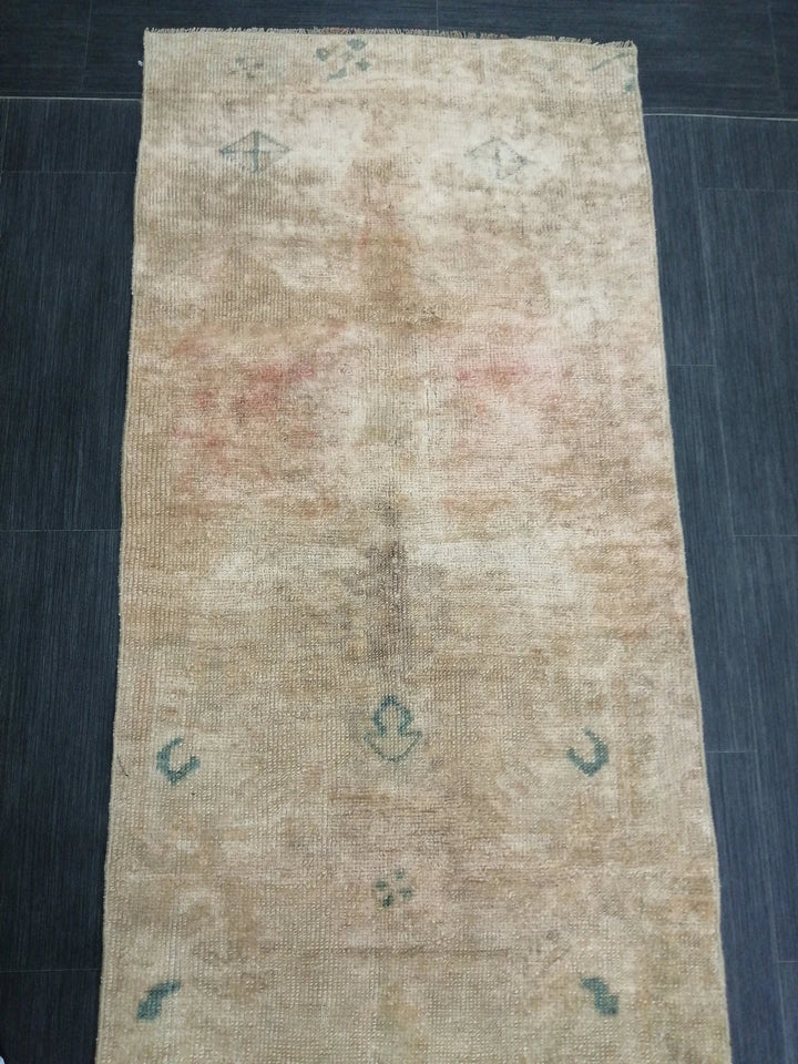Tan Turkish Runner Rug 2' 4" x 12' 4" Hand-Knotted | No. WR22317