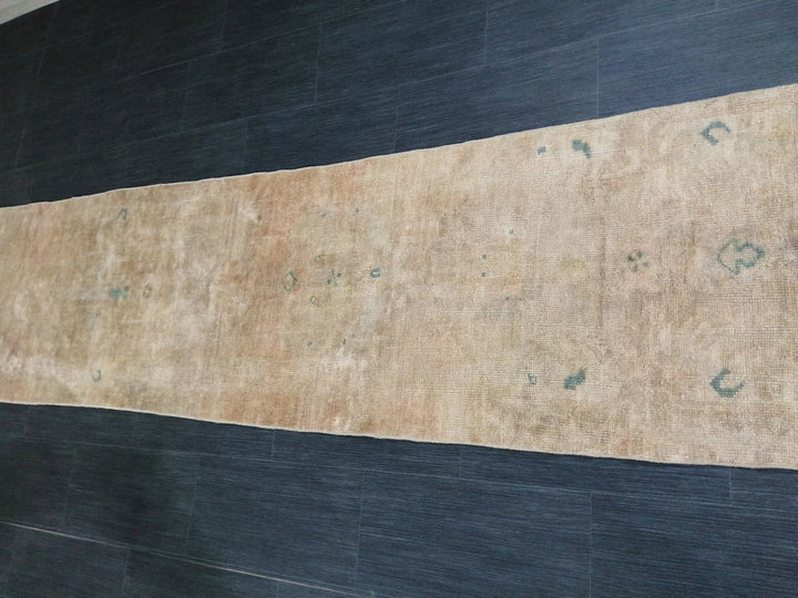 Tan Turkish Runner Rug 2' 4" x 12' 4" Hand-Knotted | No. WR22317