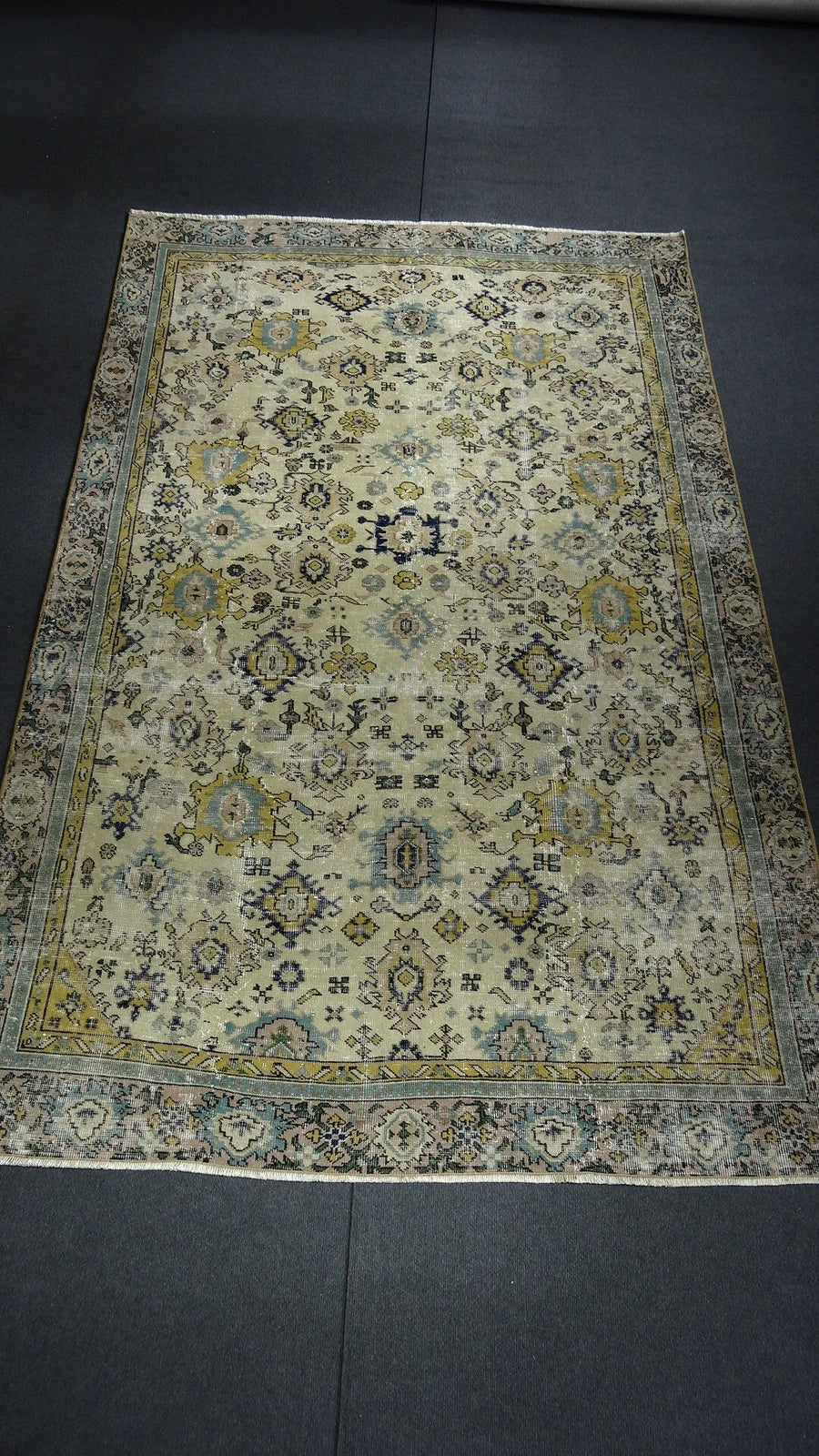 Green Turkish Runner Rug 5' 7" x 8' 9" Hand-Knotted | No. WR22630