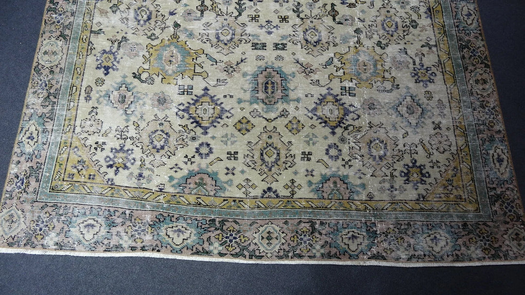 Green Turkish Runner Rug 5' 7" x 8' 9" Hand-Knotted | No. WR22630