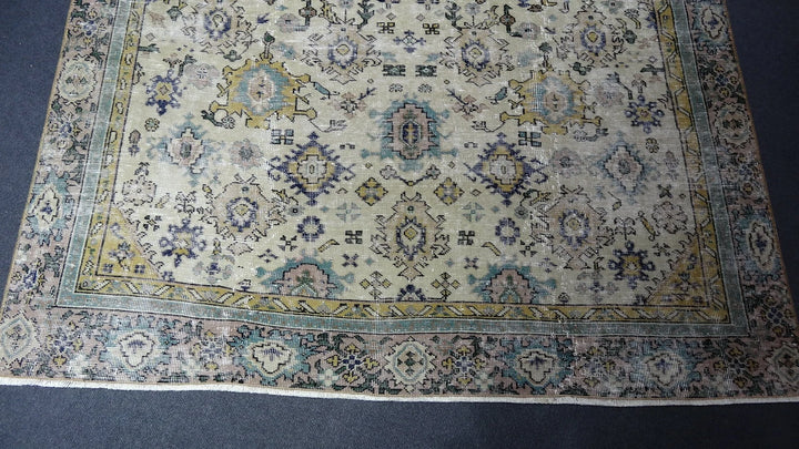 Green Turkish Runner Rug 5' 7" x 8' 9" Hand-Knotted | No. WR22630