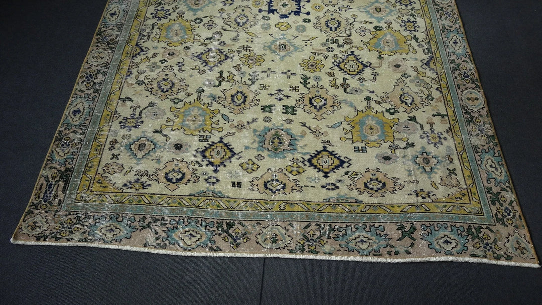 Green Turkish Runner Rug 5' 7" x 8' 9" Hand-Knotted | No. WR22630