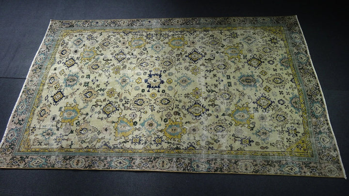 Green Turkish Runner Rug 5' 7" x 8' 9" Hand-Knotted | No. WR22630