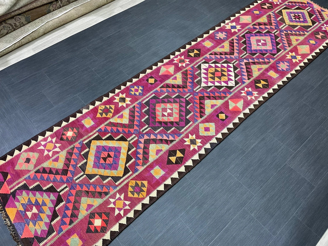 Rust Turkish Runner Rug 3' 4" x 12' 6" Hand-Knotted | No. WR22976