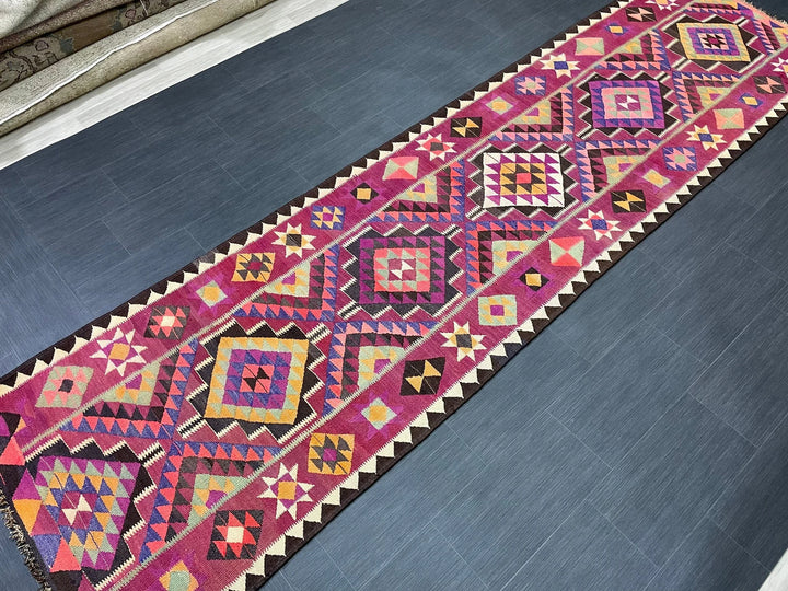 Rust Turkish Runner Rug 3' 4" x 12' 6" Hand-Knotted | No. WR22976