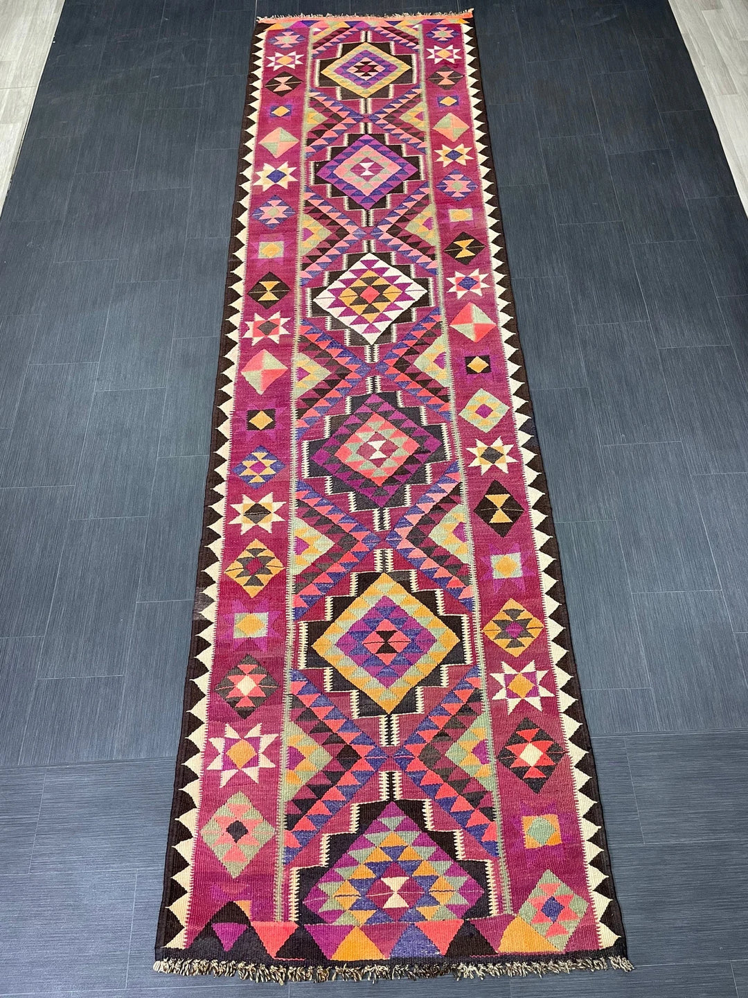 Rust Turkish Runner Rug 3' 4" x 12' 6" Hand-Knotted | No. WR22976