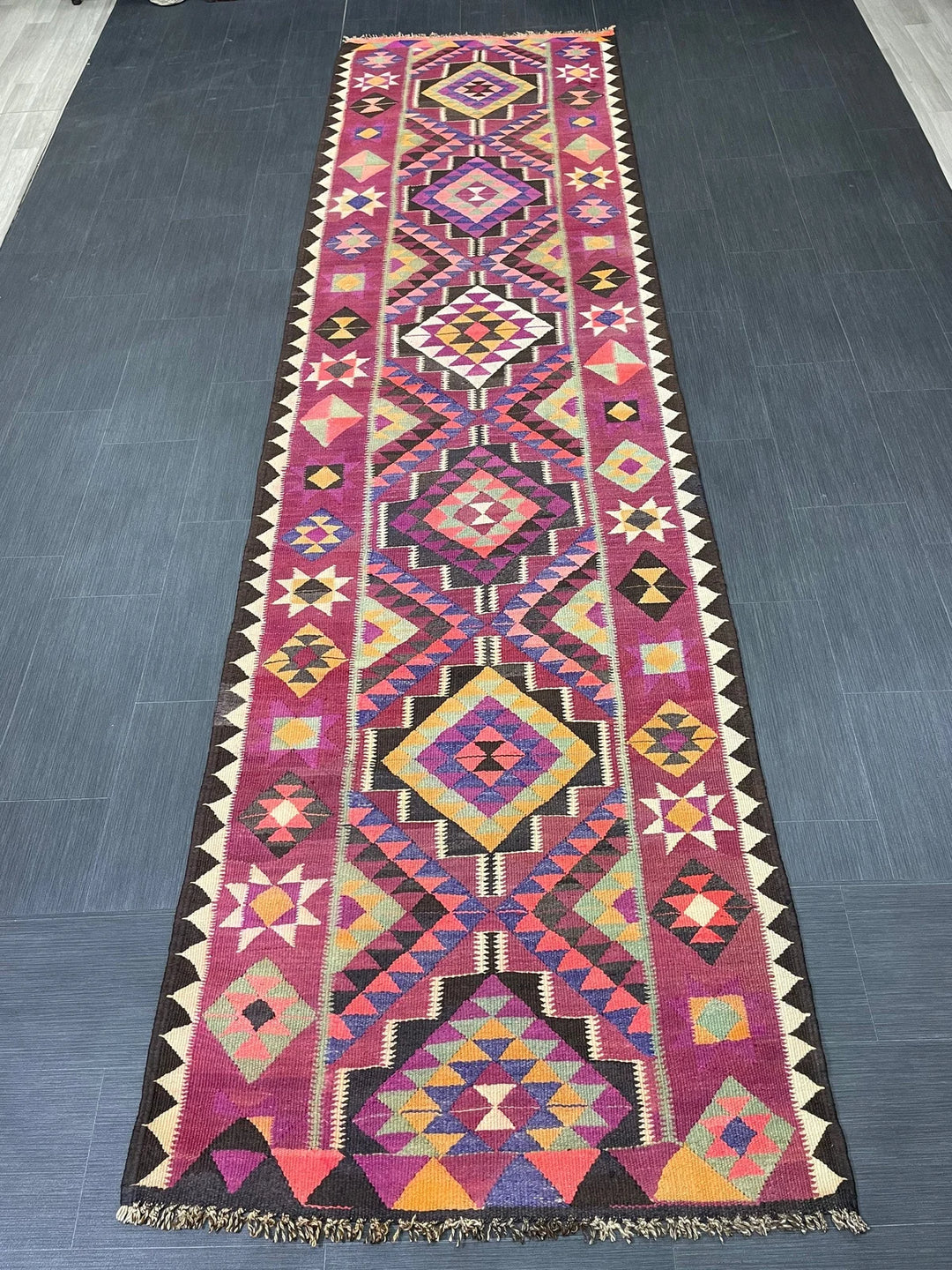 Rust Turkish Runner Rug 3' 4" x 12' 6" Hand-Knotted | No. WR22976