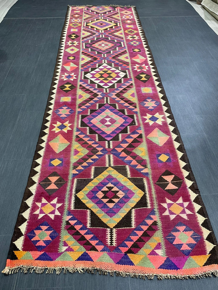 Rust Turkish Runner Rug 3' 4" x 12' 6" Hand-Knotted | No. WR22976