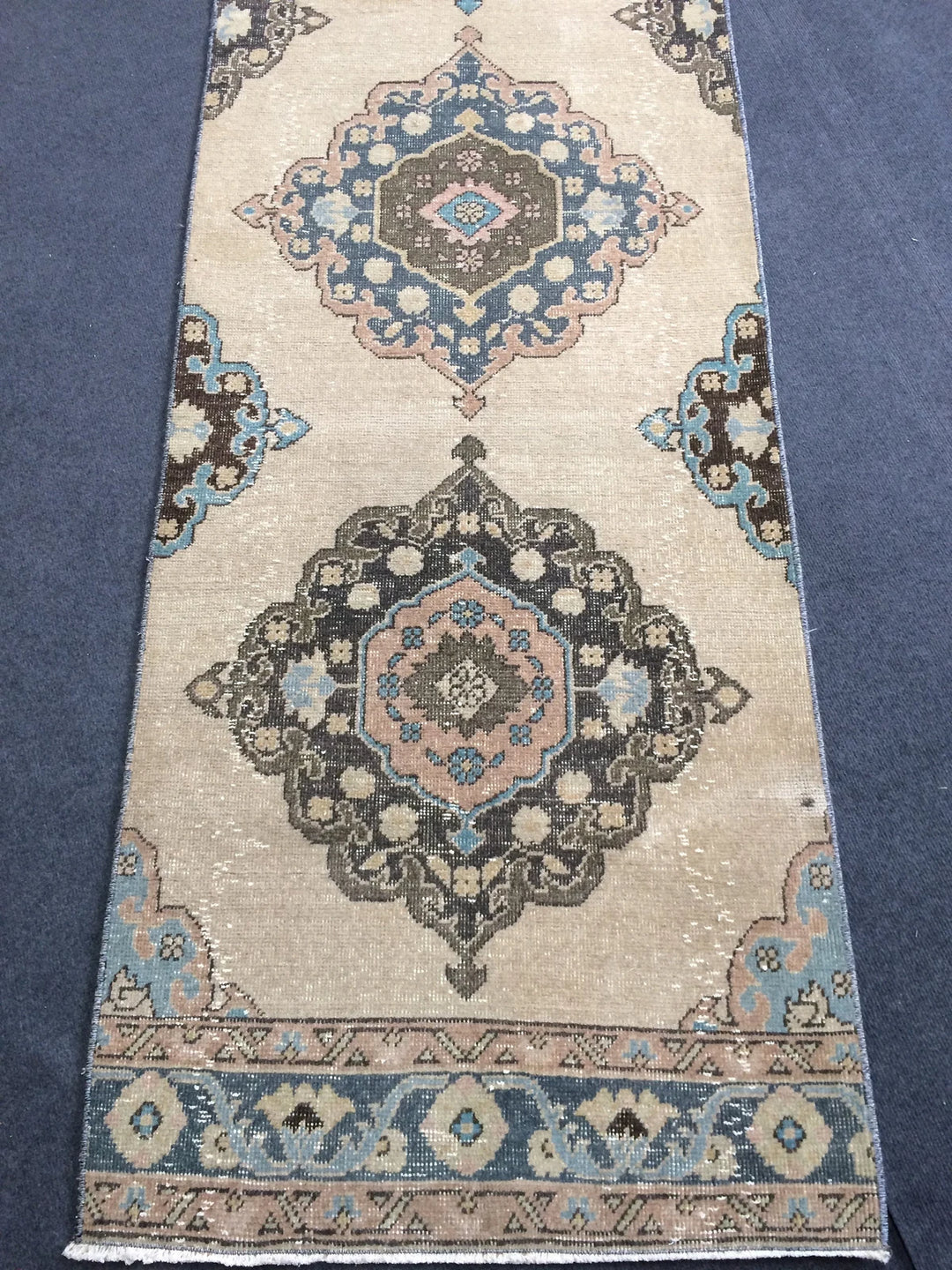 Beige Turkish Runner Rug 2' 7" x 13' Hand-Knotted | No. WR23168