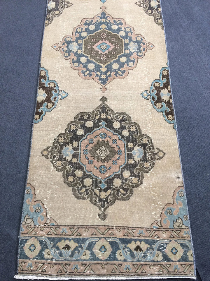 Beige Turkish Runner Rug 2' 7" x 13' Hand-Knotted | No. WR23168