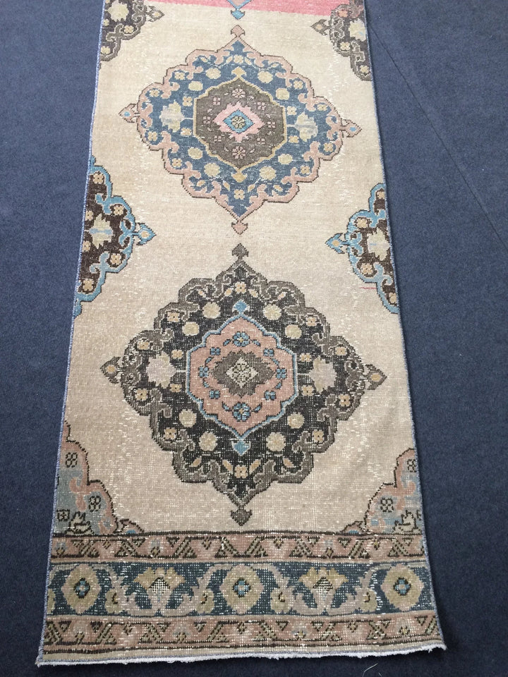 Beige Turkish Runner Rug 2' 7" x 13' Hand-Knotted | No. WR23168