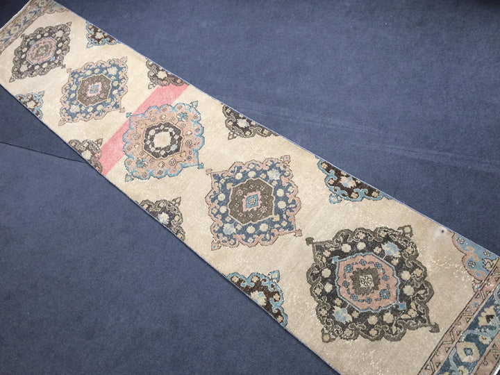Beige Turkish Runner Rug 2' 7" x 13' Hand-Knotted | No. WR23168