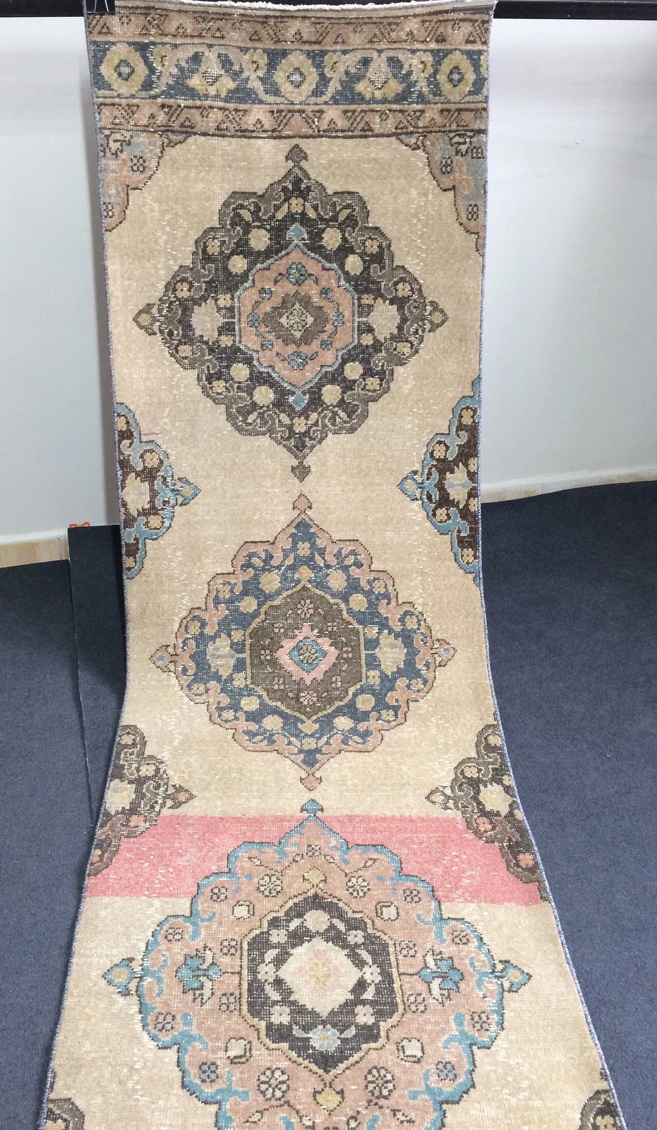 Beige Turkish Runner Rug 2' 7" x 13' Hand-Knotted | No. WR23168
