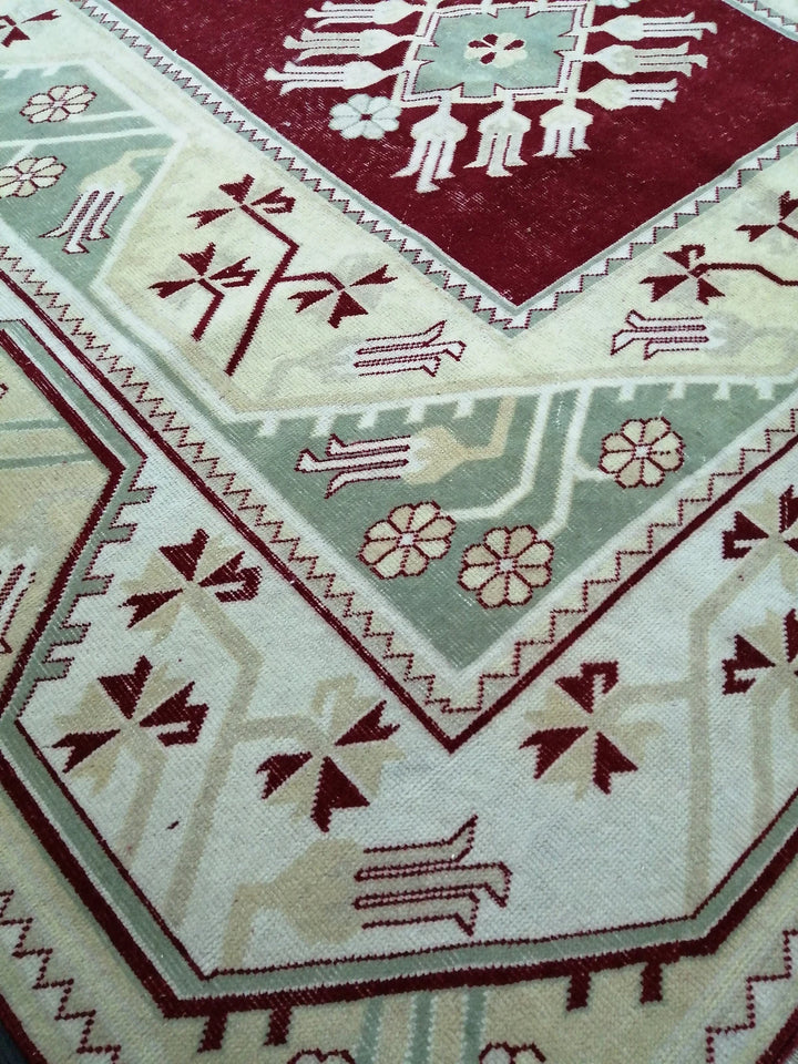 Beige Turkish Runner Rug 6' 6" x 9' 3" Hand-Knotted | No. WR23481